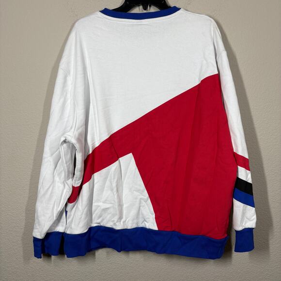 Ellesse Womens Medium Crew Neck Dolomito Sweatshirt White Red Blue Cotton Blend - Picture 3 of 13